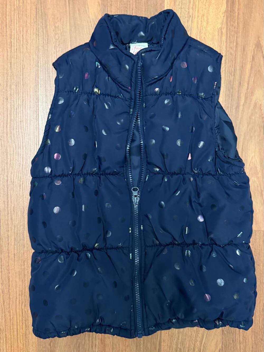 Faded Glory Navy Blue Polka Dot Puffer Vest
